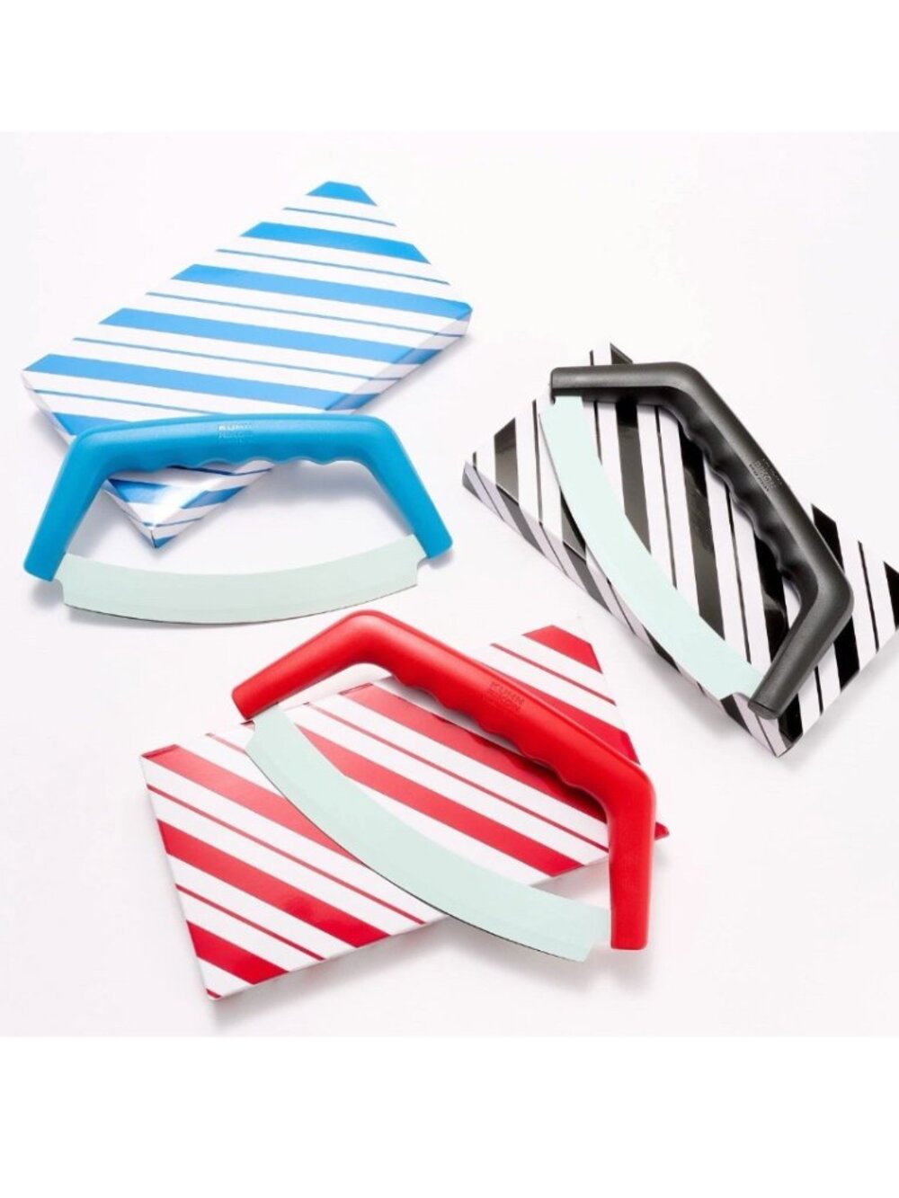 Kuhn Rikon Mezzaluna Knives SET OF 3 & Gift Boxes k65497 CLASSIC COLORS NEW